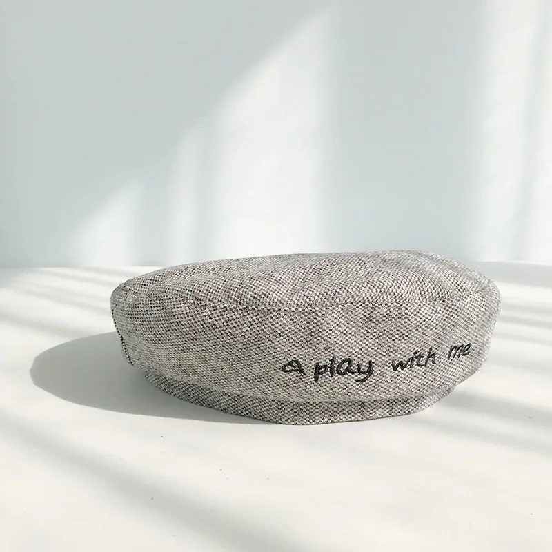 Женский хлопковый берет Одноцветный Зимний шапки для девочек мягкая шерсть