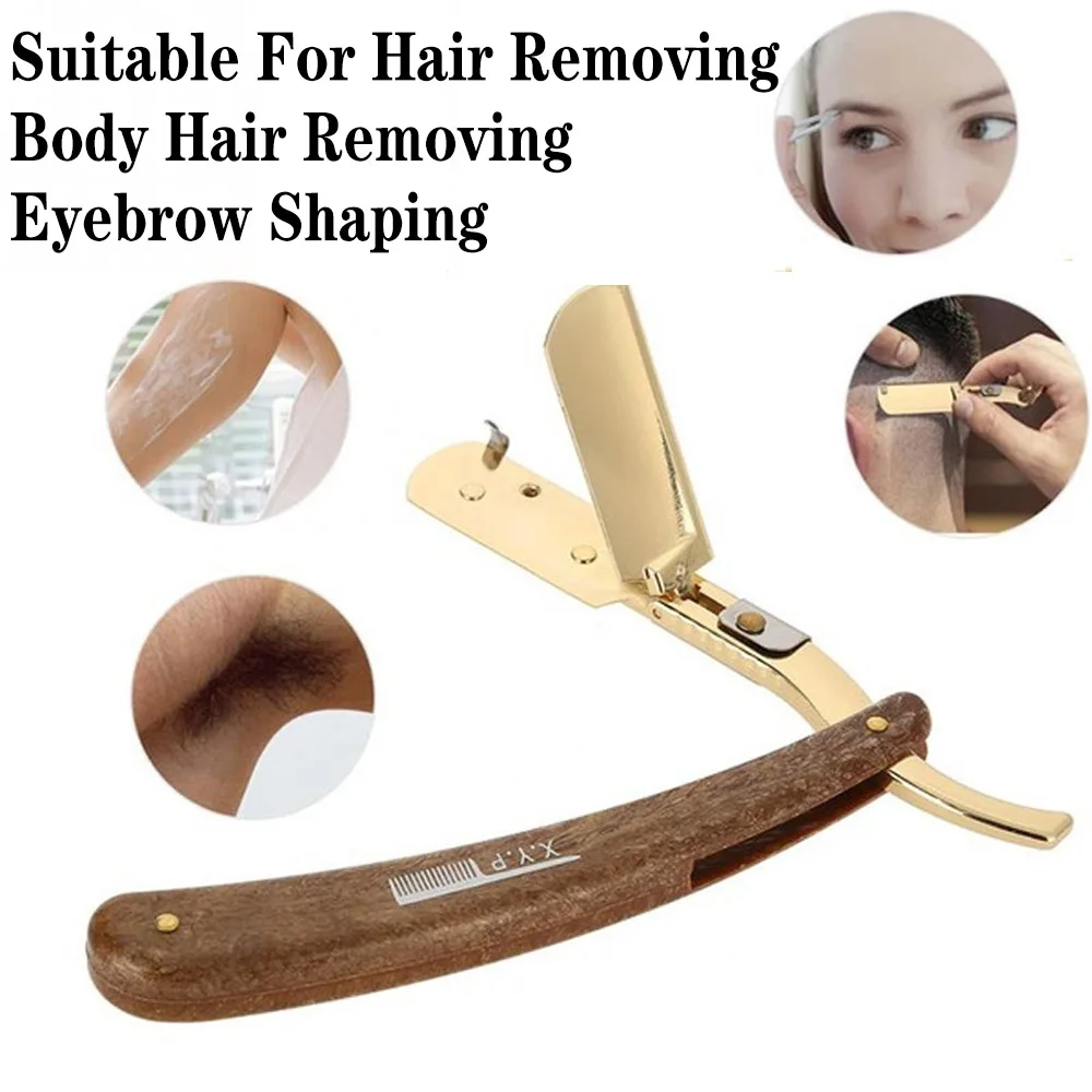 

Manual Shaver Professional Straight Edge Stainless Steel Sharp Barber Razor Folding Anti-Slip Design Hair Beard Cleaning Tool