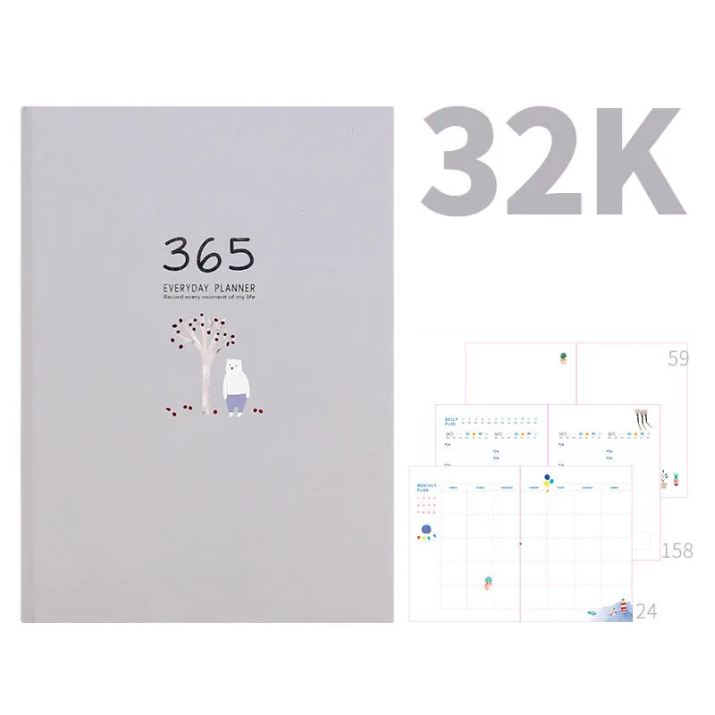 Kawaii Agendays 365 дней дневник планер Женский и журналы B6 личный 32K ежемесячный