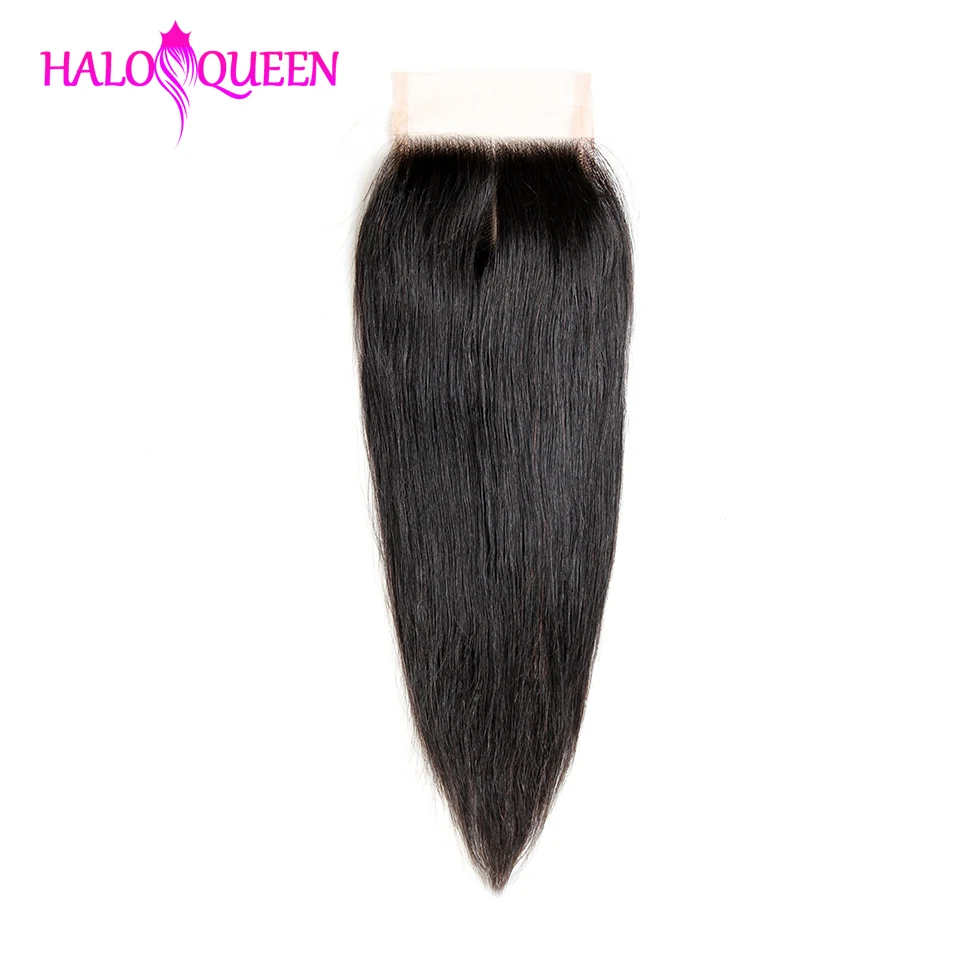 HALOQUEEN Remy прямые 5x5 волнистые кружева Закрытие 100% человеческих волос натуральный