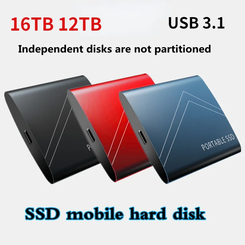 

16TB 12TB 8TB 4TB 2TB External SSD 1TB 500GB Mobile Solid State Hard Drive USB 3.1 External SSD Typc-C Portable Hard Drive Ssd