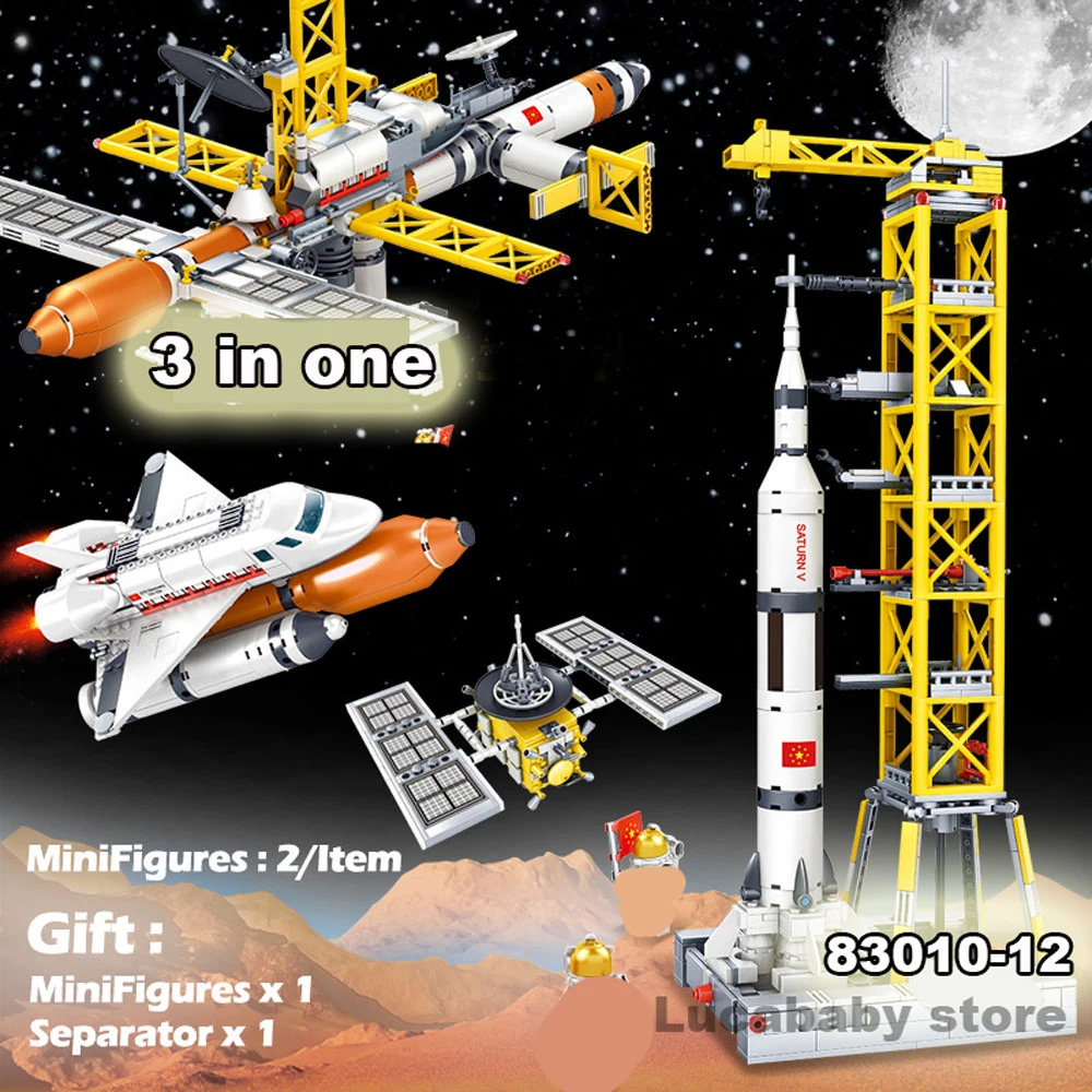 Космические приключения небольшие строительные кирпичи космический корабль ракетная установка Станция