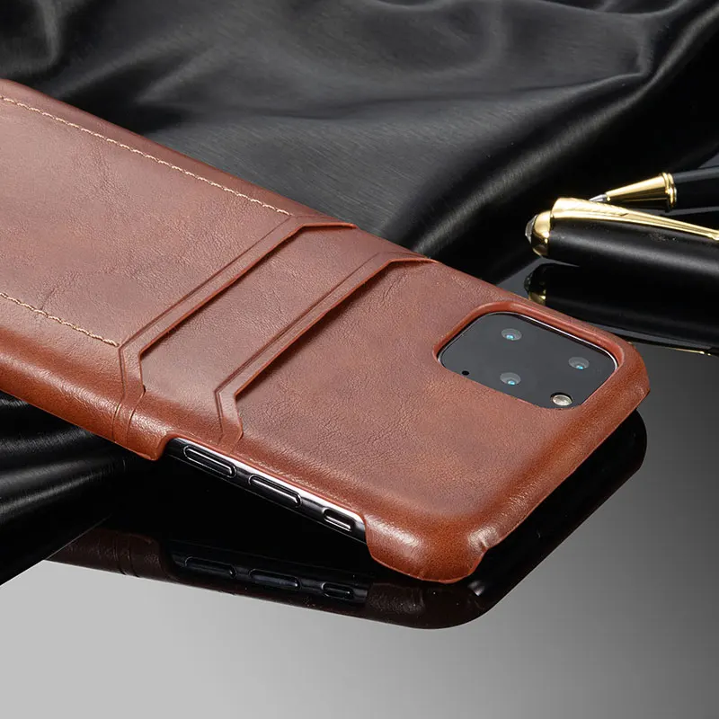 Luxury Vintage Leather Back Cover For iPhone 11 11pro Phone Case Pro MAX 2019 Compact Card Slot PU |