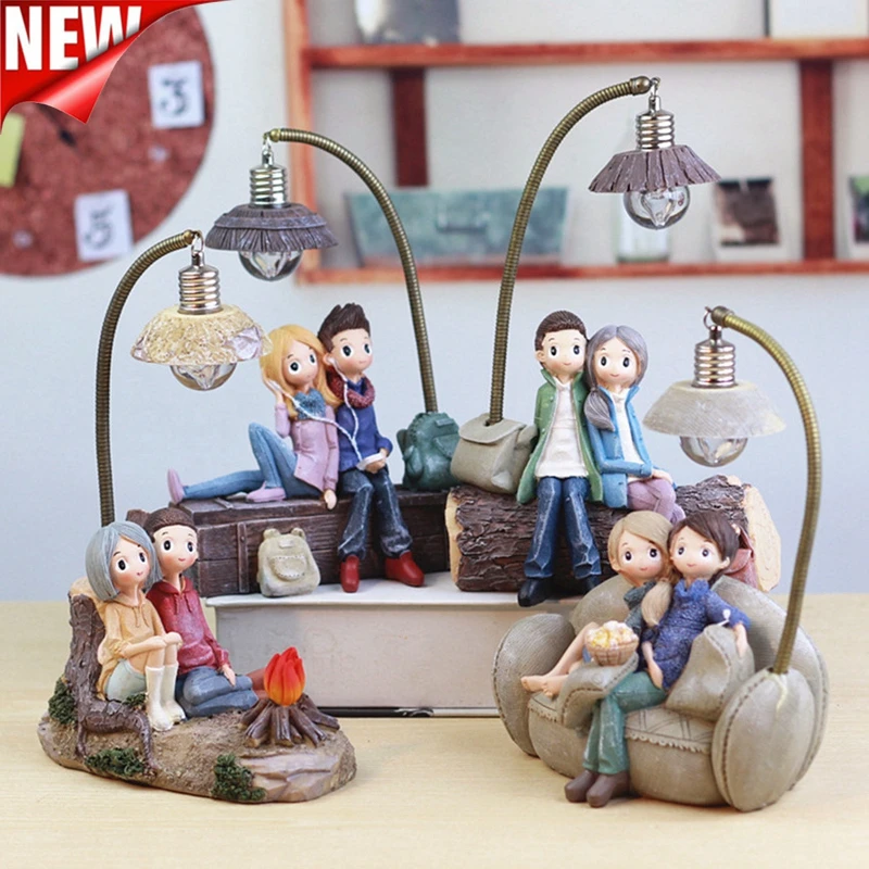 1 шт. пара характер украшения с светодиодный светильник Изделия из смолы для