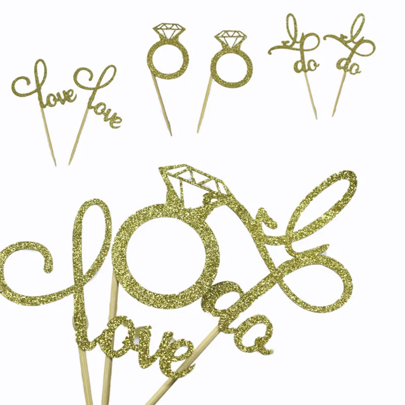 6 шт блестки любовь кекс топперы АЛМАЗНОЕ КОЛЬЦО свадебное платье для свадьбы