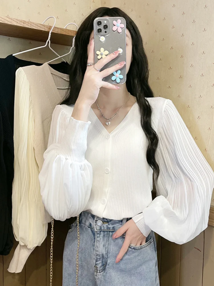 

Белая рубашка с длинным рукавом, женская дизайнерская рубашка, новинка 2021, французский короткий топ с V-образным вырезом