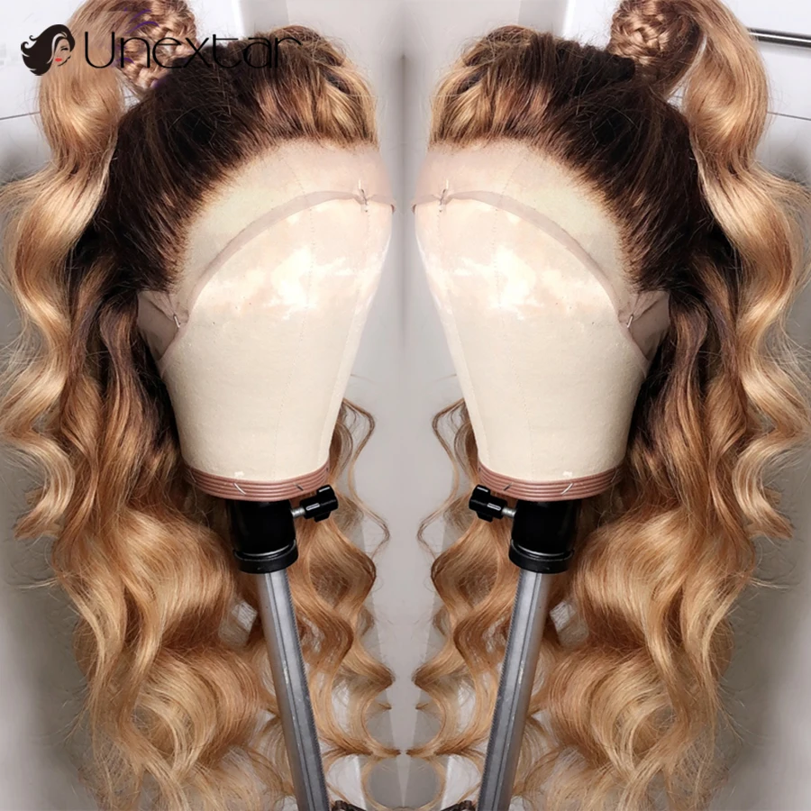 

Honey Blonde Ombre Lace Closed Wig Women'S Human Hair Wig Body Wave 180% #4/27 Color 13×4 Lace Front Wig for Women