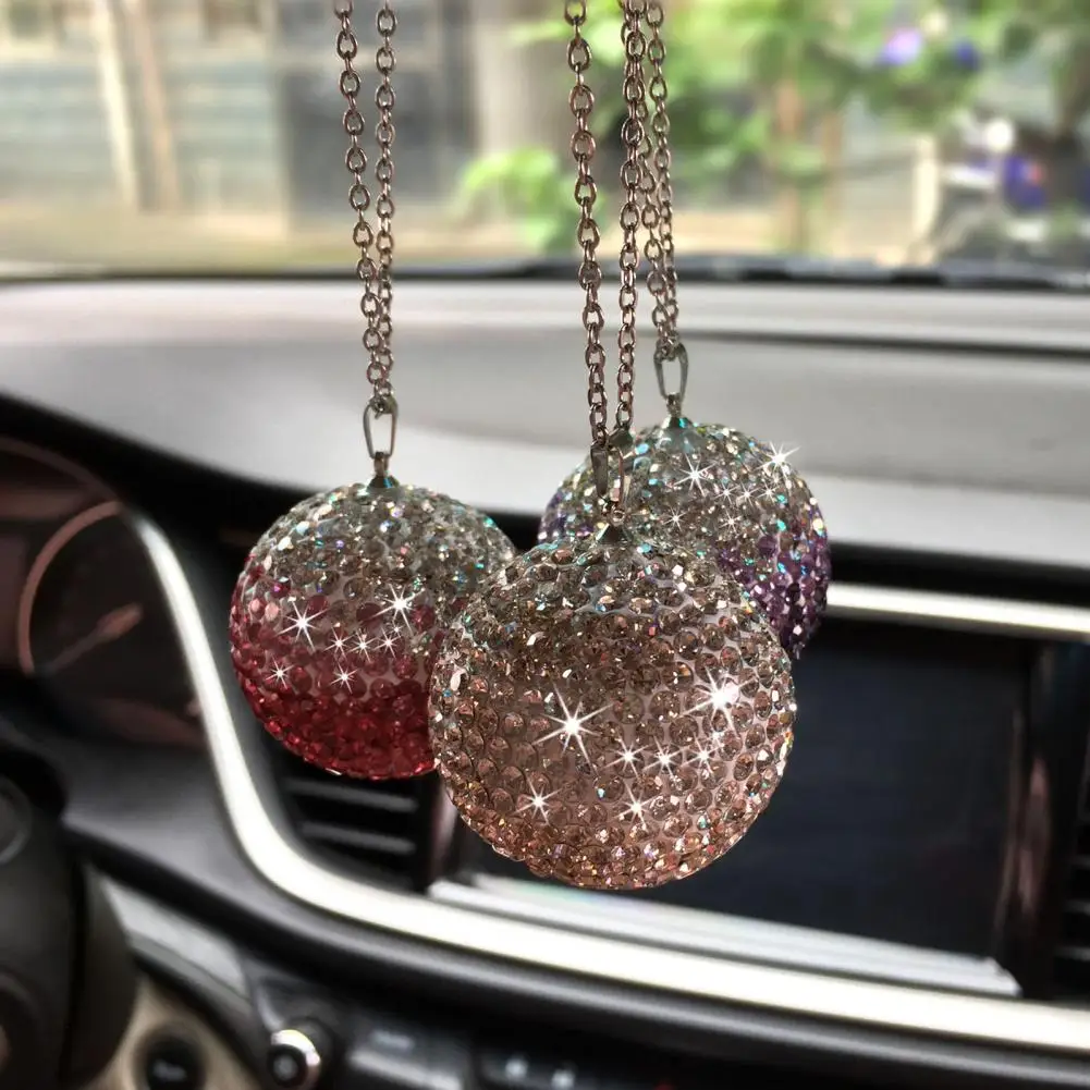 

30% Dropshipping!!Rear View Mirror Pendant Mini Inlay Faux Crystal Shiny Gradient Hanging Ornament for Car Decor