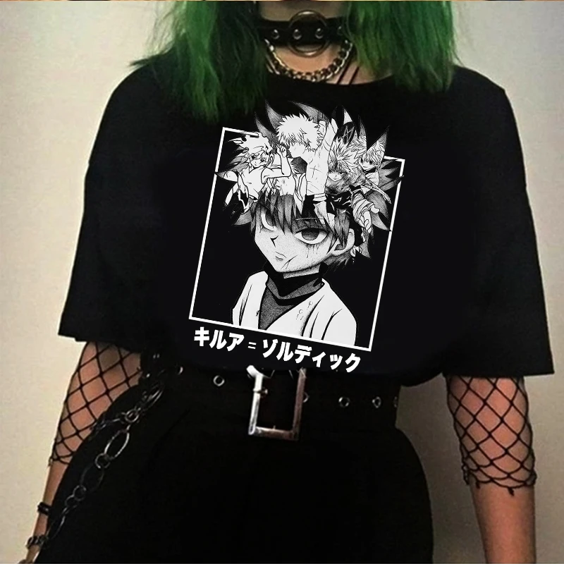 

Kawaii Hunter X футболка с изображением охотника Мужская футболка с коротким рукавом Killua Zoldyck Повседневная мужская футболка