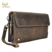 quality leather fashion male organizer wallet design chain zipper pocket wallet purse clutch bag 7 tablet cellphone men 5160 d