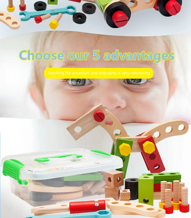 

Children's Wooden Assembly Car Multi-function Tool Nut Assembly Assembly Toy Assembly Model Early Educational Toy For Kids Gift