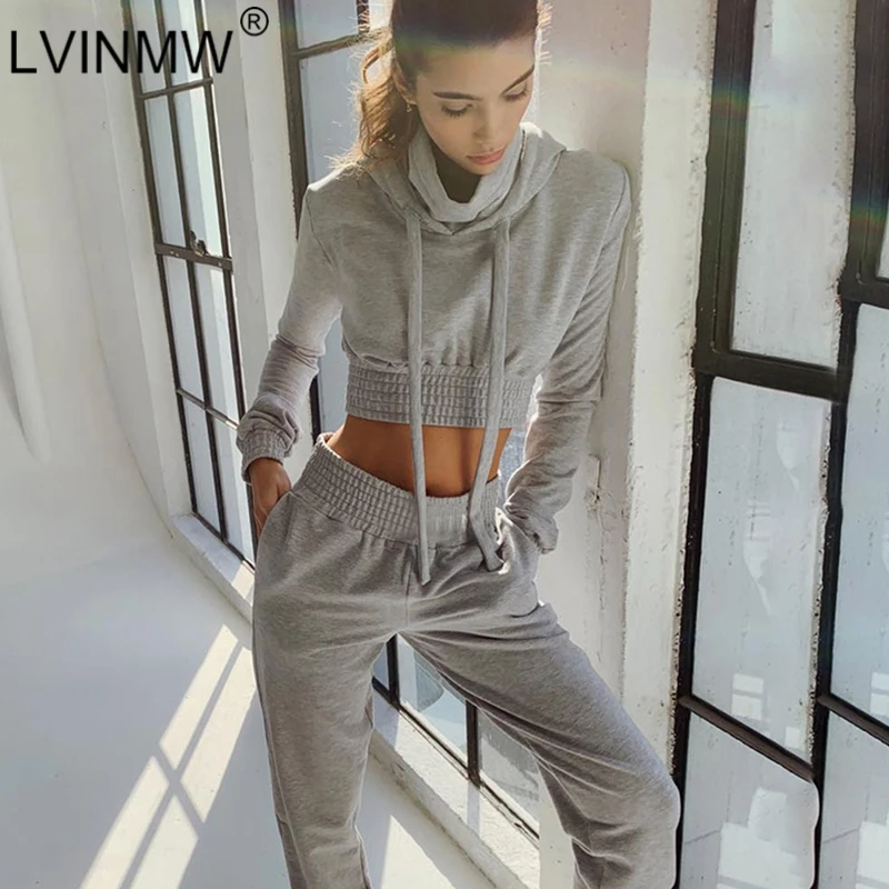 LVINMW Casual Velvet Two Piece Set Zip Side Striped Pocket Hoodies Female High Waist Drawstring Slim Pants Tracksuit Women New