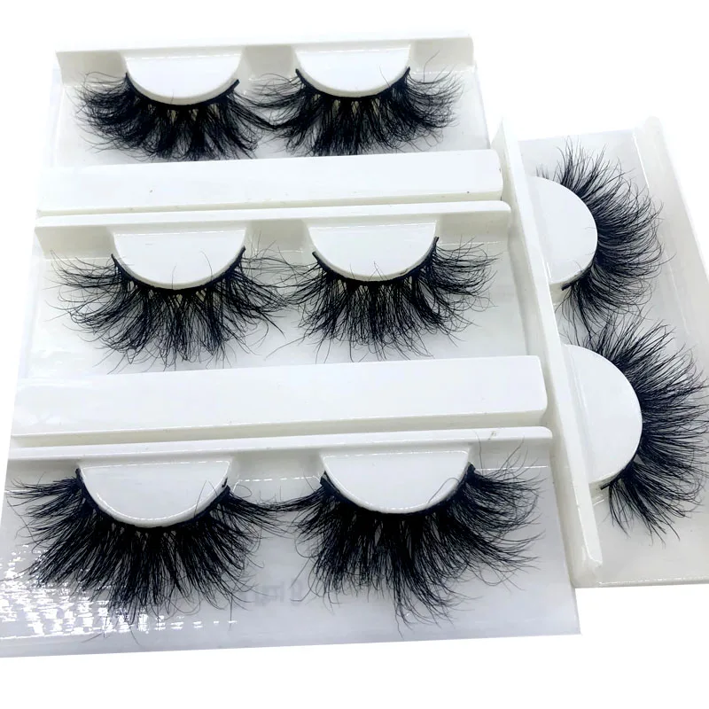 

HBZGTLAD 50 Pairs Wholesale 25mm 3D Mink Eyelashes 5D Mink Lashes Packing In Tray Label Makeup Dramatic Long Mink Lashes