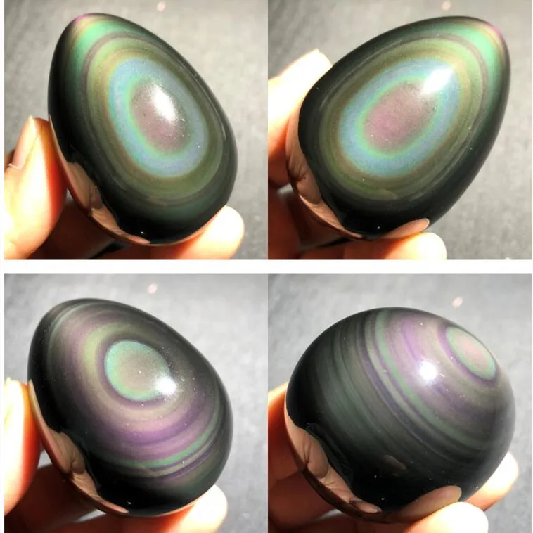 90-110g Natural crystal color obsidian egg home decor