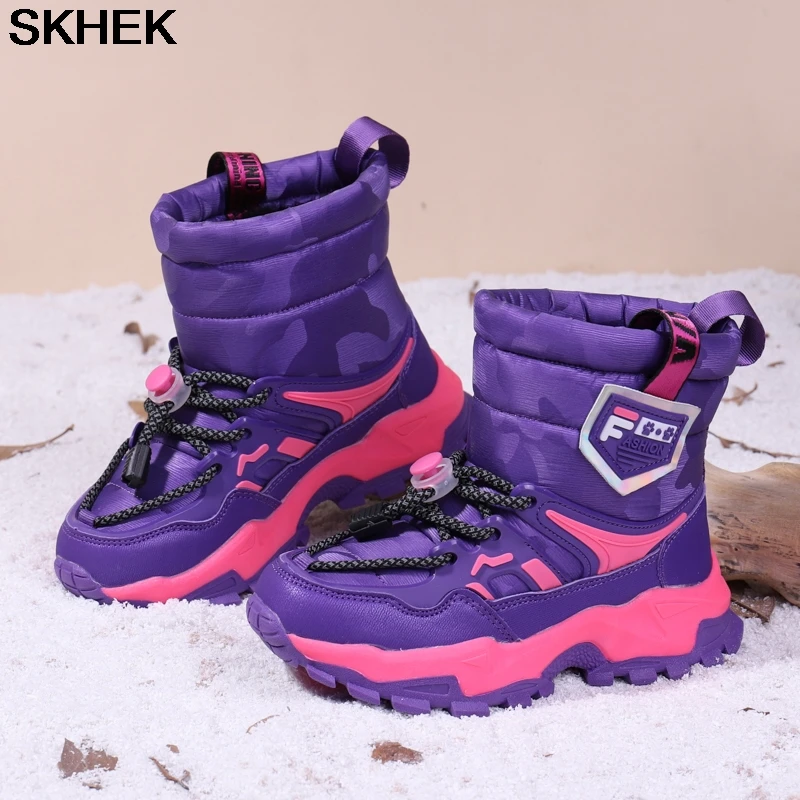 Children Snow Boots Warm Plush Platform Ankle Boots Kids Shoes Boys Girls Winter Boots Non-Slip Waterproof Child Cotton Boots