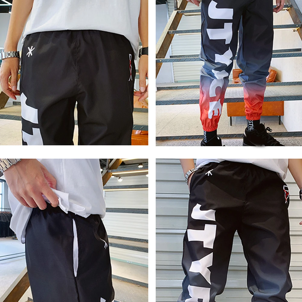 

Streetwear Hip hop Joggers Pants Men Women Loose Harem Pants Ankle Length Trousers Sport Letter Print Contrast Color Stitching