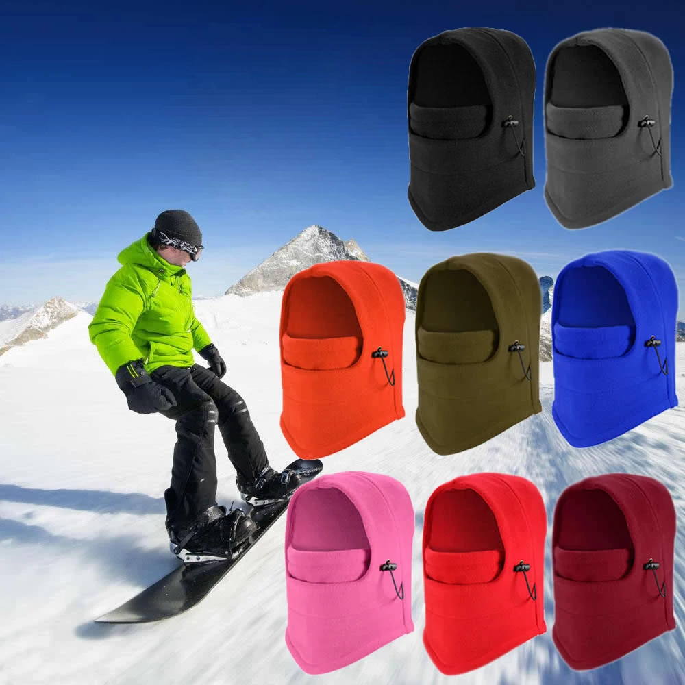 

6 In 1 Mens Winter Thermal Neck Warmer Hat Men Women Winter Fleece Face Masks Ski Masks Motorcycle Neck Face Mask Hood Cap