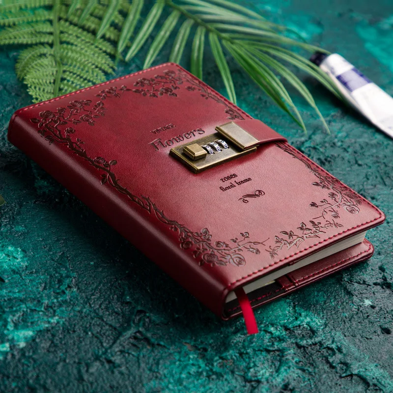 

PU Leather B6 Planner Retro Notebooks and Journals Diary with Lock Agenda Password Note Books for School Notebooks Supplies