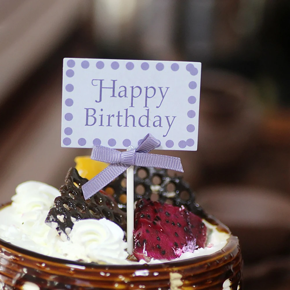 Сделай Сам С Днем Рождения буквы и бант торт кекс топперы бумажные вставки для