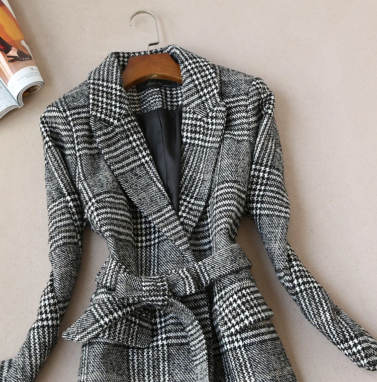 Высококачественный Женский костюм 2019 г. осенне-зимний новый из твидовой