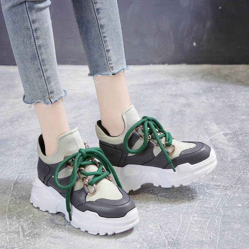

Dropshipping Fashion Platform Chunky Sneakers Women Super High Heels Height Increasing Shoes Woman Casual Vulcanize Shoes