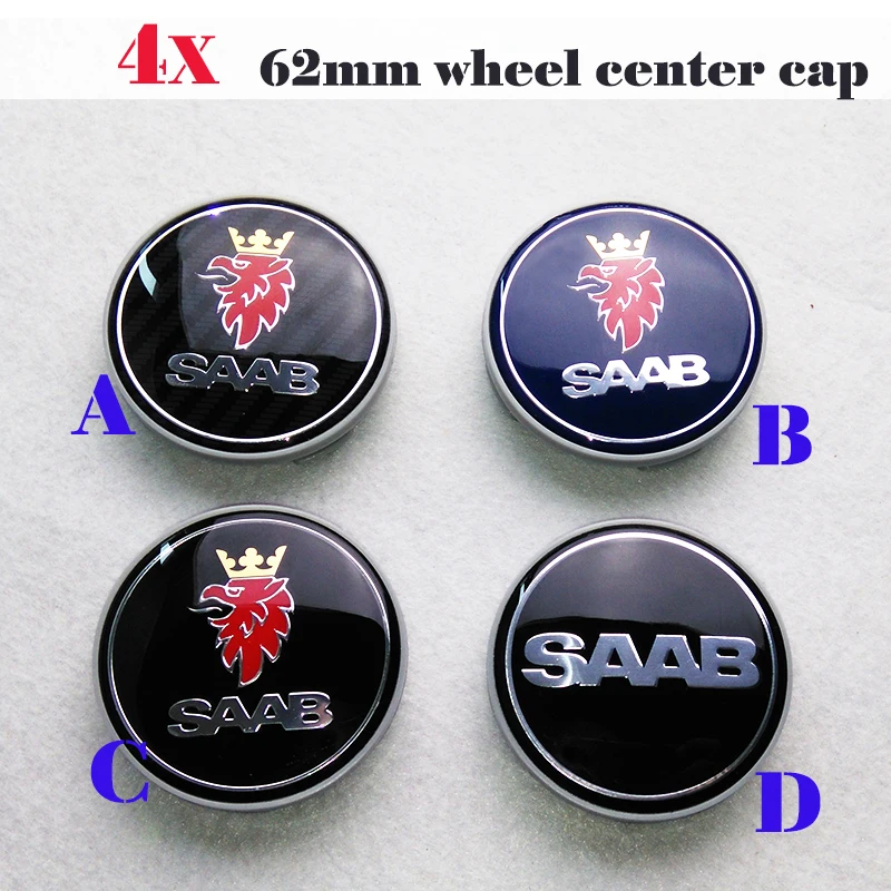 

Car Accessories 4pcs 62mm label Car Wheel Emblem Cap Auto Wheel Hub Logo Cover Carbon Fiber for saab