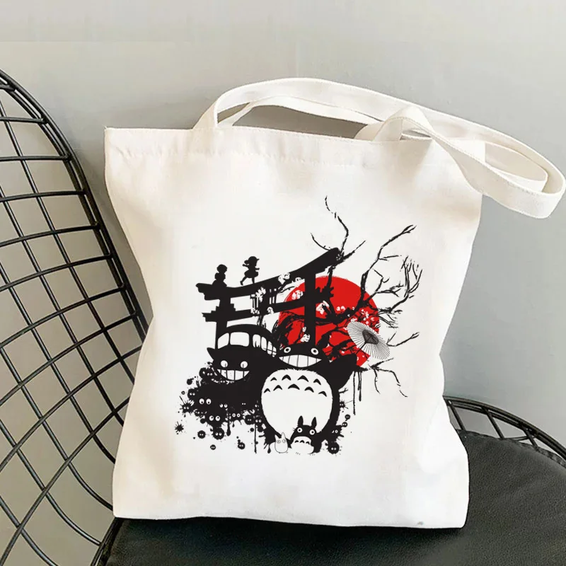 

Сумка для покупок Totoro, многоразовая сумка для продуктов из переработанного материала, холщовая Джутовая сумка, сумка для покупок ecobag, склад...