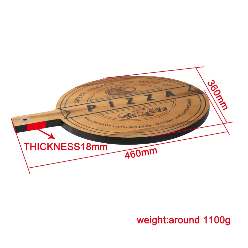

Jaswehome Natural Acacia Wood Large Pizza Boards With Handle Wood Paddle Cutting Boards Round Wooden Bread Cheese Serving Boards