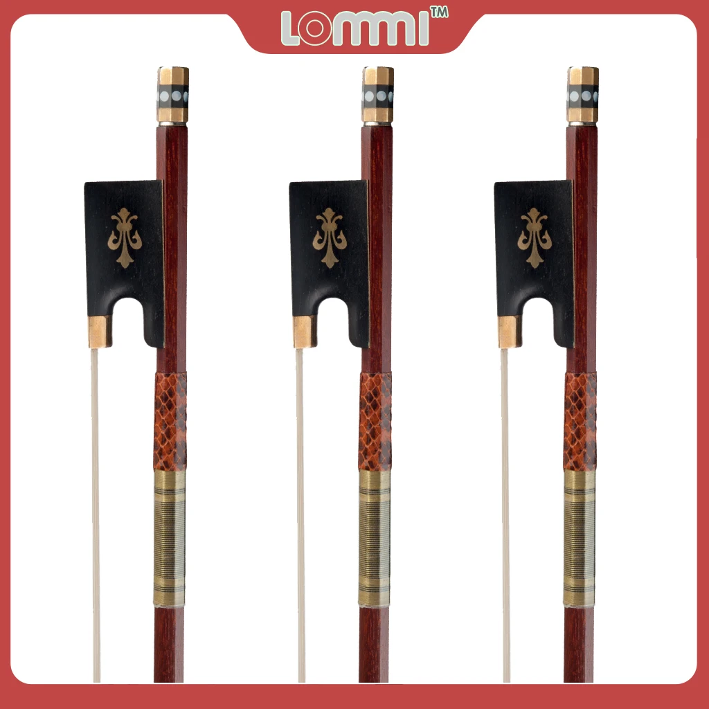 LOMMI 3PCS 4/4 Fiddle Bow Strong Violin Bow Ebony Frog Pernambuco Bow Real Horsehair Sweet Tone Great Balance Violin Fiddle Part