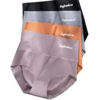 4 шт.лот, женские сексуальные трусики, бесшовное нижнее белье, шелковые трусы с высокой талией, комфортное нижнее белье, большие размеры, трусики на бедрах # F