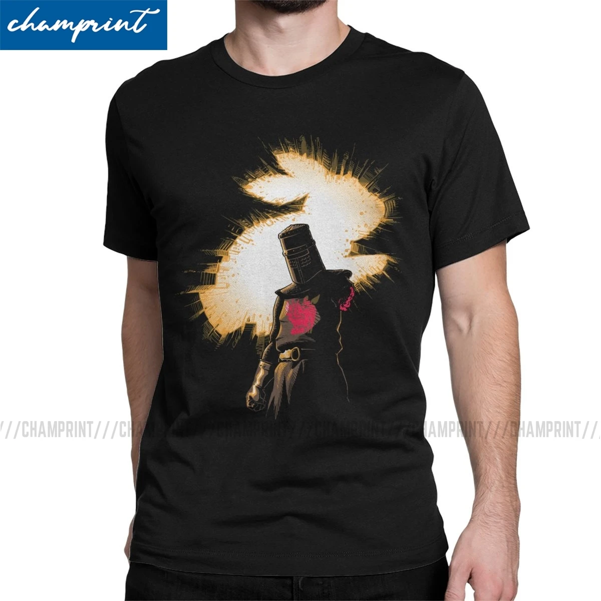 Мужские футболки с изображением черного рыцаря Монти питона и Святого грейла