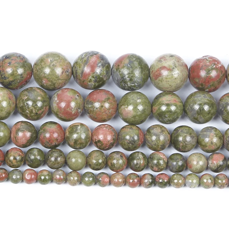 Натуральные Unakite очаровательные каменные бусины Круглые россыпью для