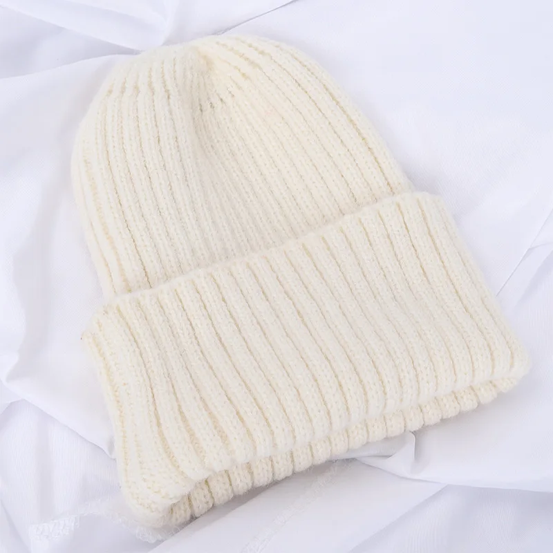 Beige Однотонная женская вязаная шапка Зима Теплый головной убор безвинная Шерстяная кепка остроконечная шапка защита Шапка Лыжная шапочка Милая маска в полоску - Цвет: Beige