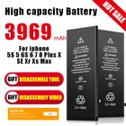 Аккумулятор для телефона высокой емкости для iphone 5S 5 6S 6 7 8 Plus X SE Xr Xs Max, замена оригинальной литиевой батареи с бесплатным набором инструментов