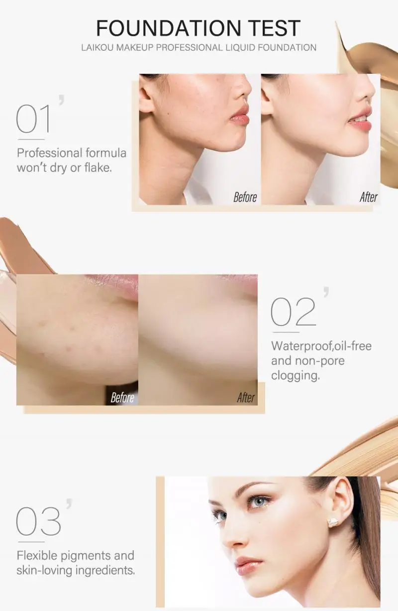 Face Foundation Cream Waterproof Long-lasting Concealer Liquid Professional Makeup Matte Base Make Up Cosmetics Maquiagem | Красота и