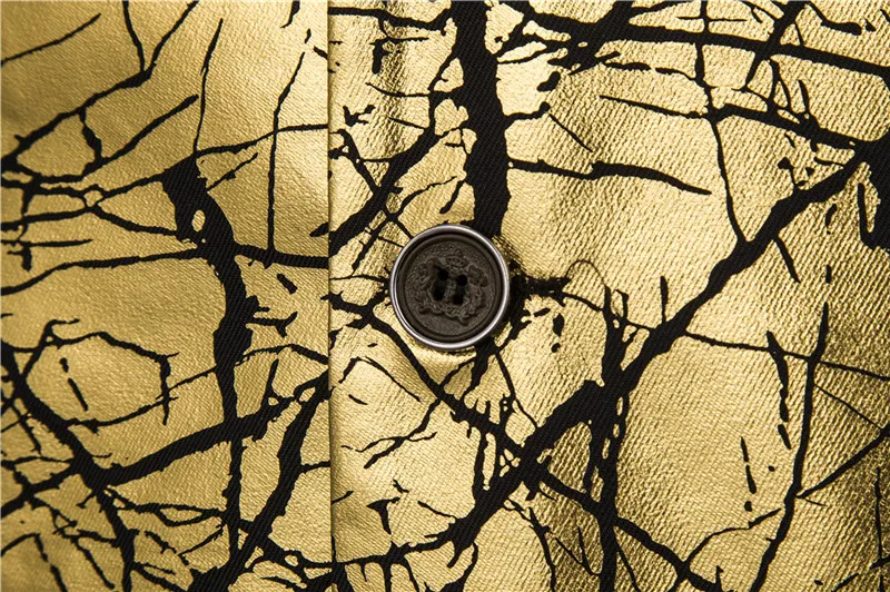 

Steampunk Waist Coat For Men Wedding Dress Gold Crack Printed Mens Vest Casual Gilet Costume Homme Colete Social Streetwear