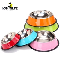 stainless steel pet dog bowl non slip cat dog feeder diameter 11 22cm bowl for dogs small medium large dog feeder drinkers
