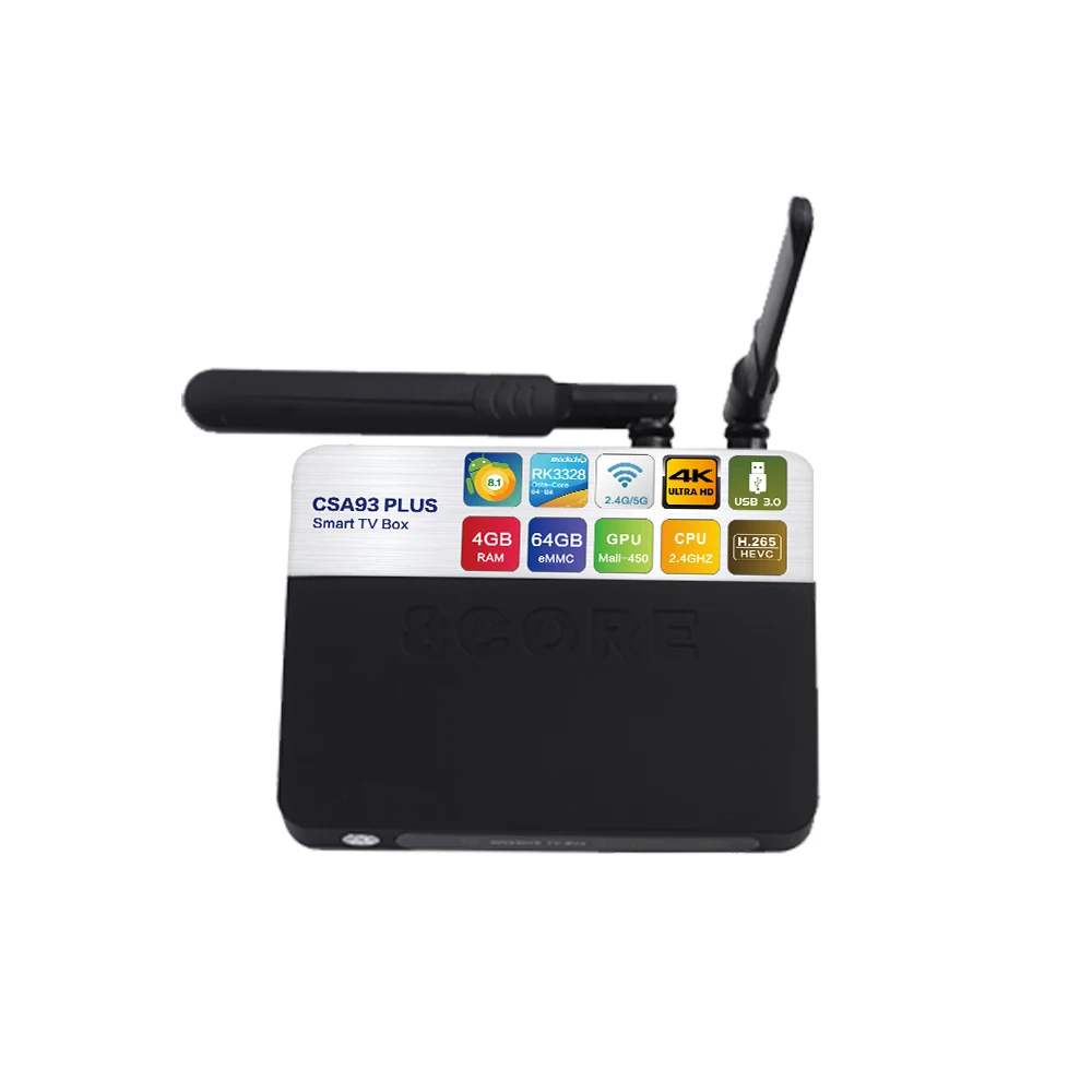 ТВ-приставка CSA93 Plus Android 8 1 2 4G Wi-Fi Bluetooth 4 0 четырехъядерный процессор RK3328 ОЗУ Гб ПЗУ