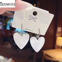 qeenkiss eg7603 fine jewelry wholesale trendy woman birthday wedding gift heart pendant 925 sterling silver needle drop earrings