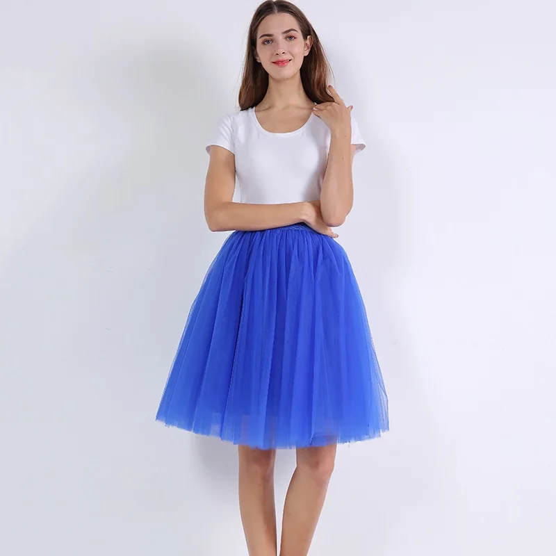 

Party Train Puffy 5Layer 60CM Fashion Women Tulle Skirt Tutu Wedding Bridal Bridesmaid Overskirt Petticoat Lolita Saia