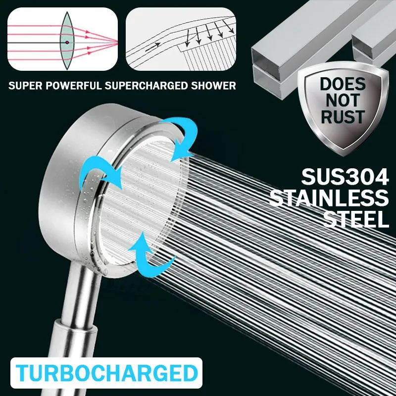 

1PC Pressurized Nozzle Shower Head Stainless steel Bathroom Accessories High Pressure Water Saving Rainfall Chrome Shower Head