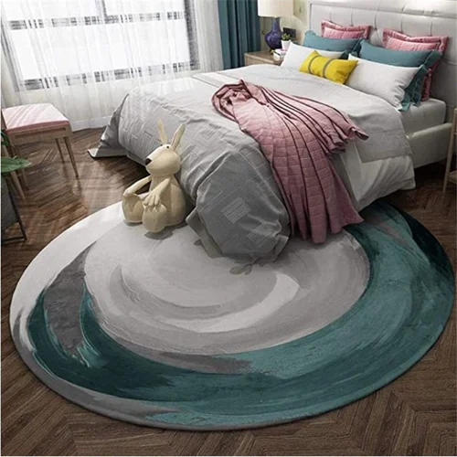 

Creative art geometric flowers plants beautiful non-slip round small floor mats floor mats bedroom living room home decoration
