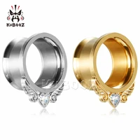 pair sell sliver gold stainless steel ear piercing plugstunnels expanders strechers fashion style earring studs for women men
