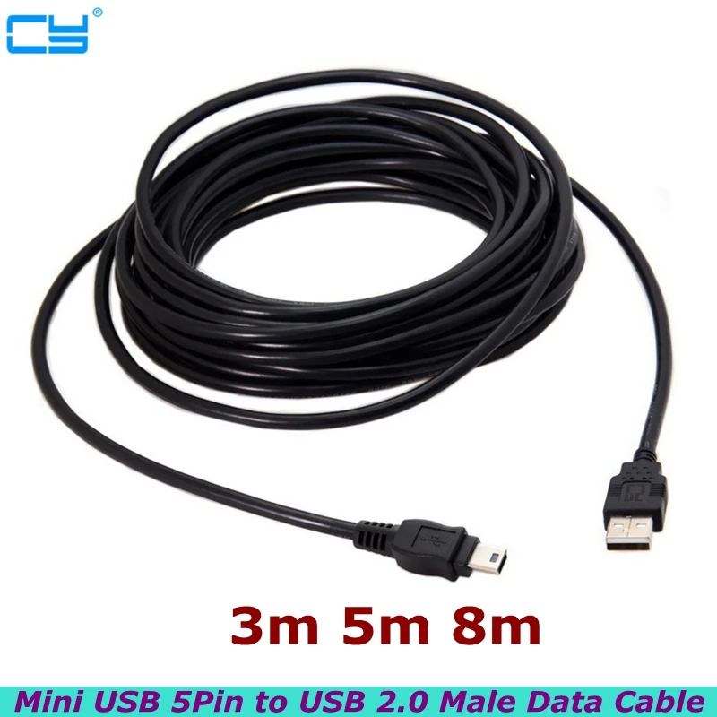 

8 м 5 м 3 м Мини USB 5Pin к USB 2,0 Мужской кабель для передачи данных, используется для жесткого диска, камеры и телефона MP3 MP4 с лучшим качеством