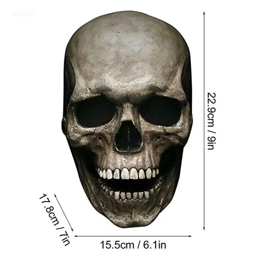 

1pc Halloween Skull Mask Realistic Skull Full Head Mask Men Women Party Horror Decoration Props Movable Jaw Latex Skull Masks