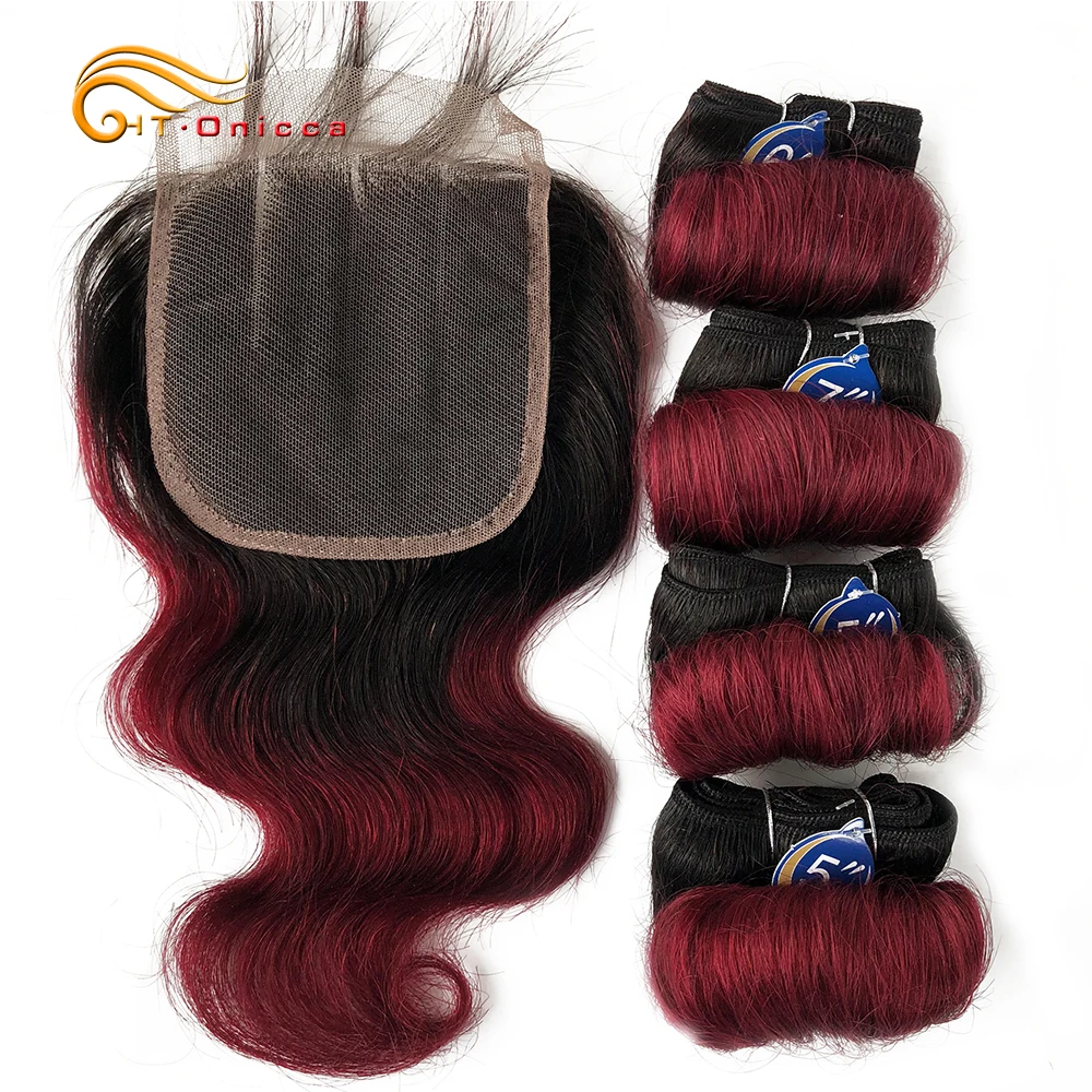 

Curly Hair Bundles With Closure Human Hair Transparent Lace Body Wave Closure With Ombre Bundles T1B 30 27 Colored Hair Bundles