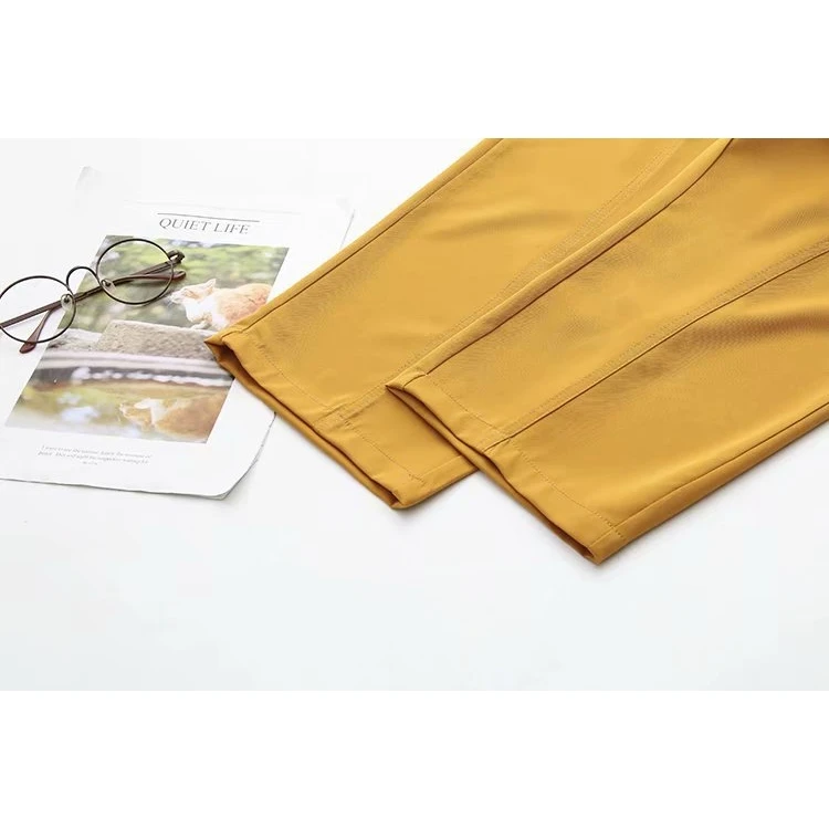 

Plus Size XL-3XL Women Chiffon Pants Casual Elastic Waist Ladies Formal Business Office Cropped Trousers