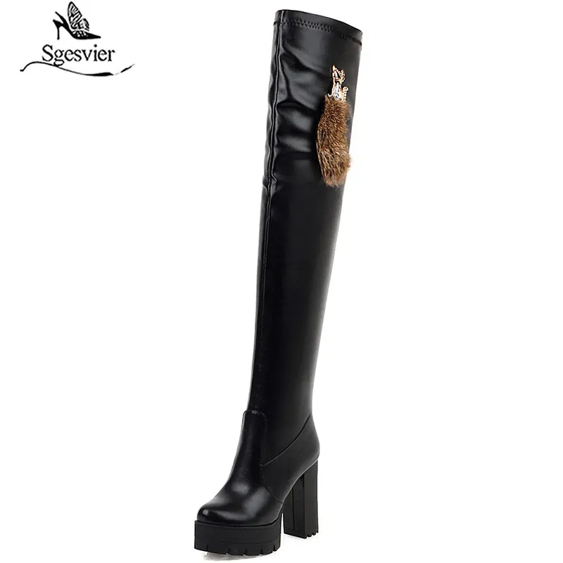 Sgesvier/Сапоги выше колена Модная обувь Женские сапоги из мягкой искусственной кожи