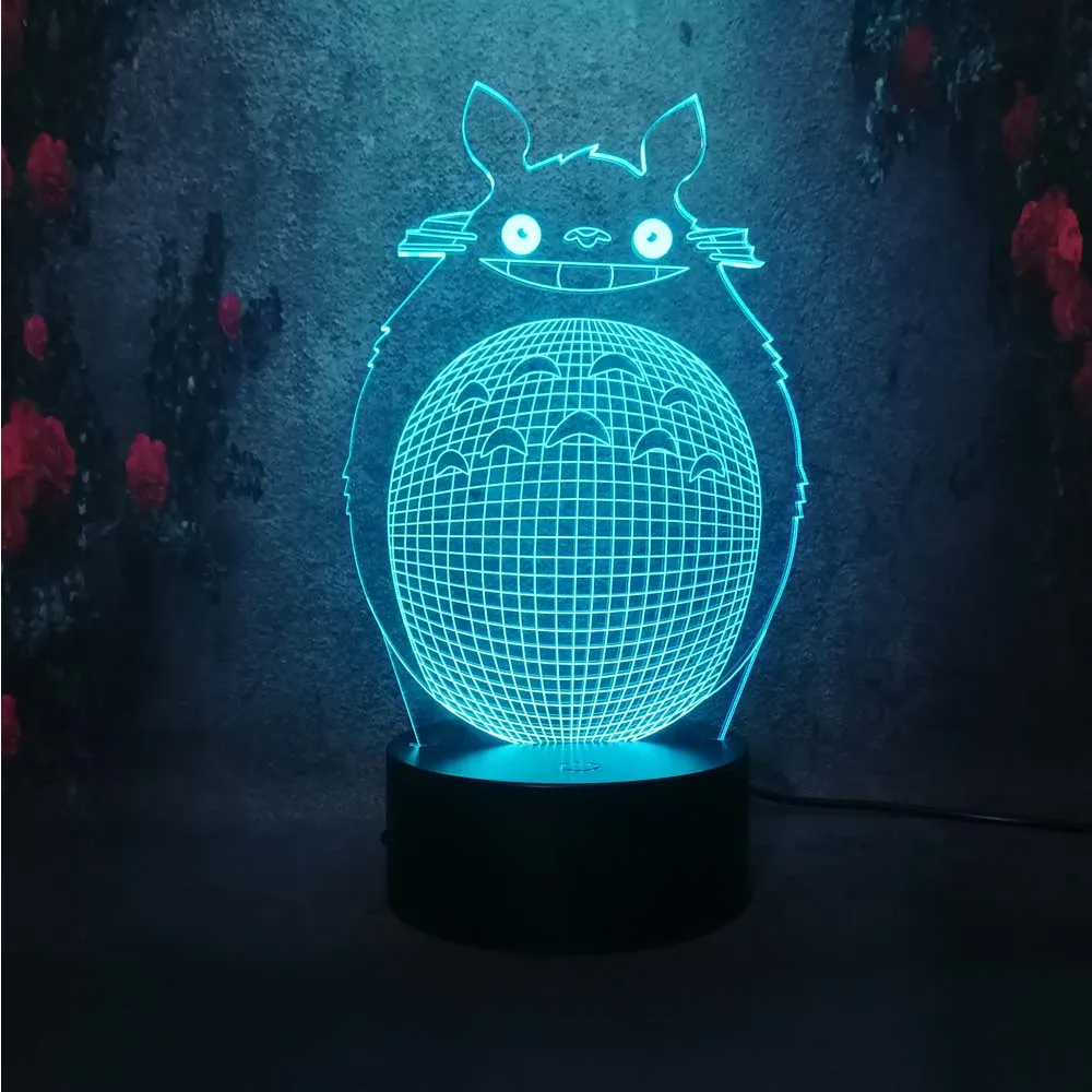 Hayao Miyazaki аниме мультфильм животных Тоторо Модель Ночник светильник 3D LED 7 цветов