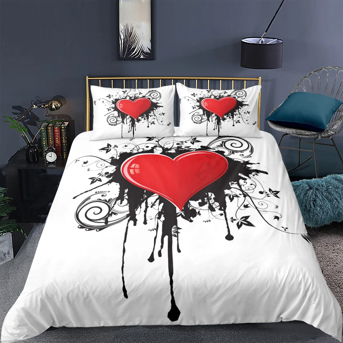 

Plant Bedding Set 3D Rose Flower Printed Duvet Cover Pillowcase Single Double Queen Twin Full King Size 2/3 Pcs Quilt Cover